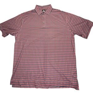 FootJoy FootJoy Golf Polo Red Navy Gingham Check Plaid Redlands Country Club XL